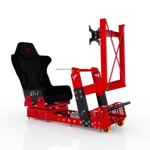 GT1 - Bastidor con butaca, corredera, ruedas y soporte integrado de una pantalla